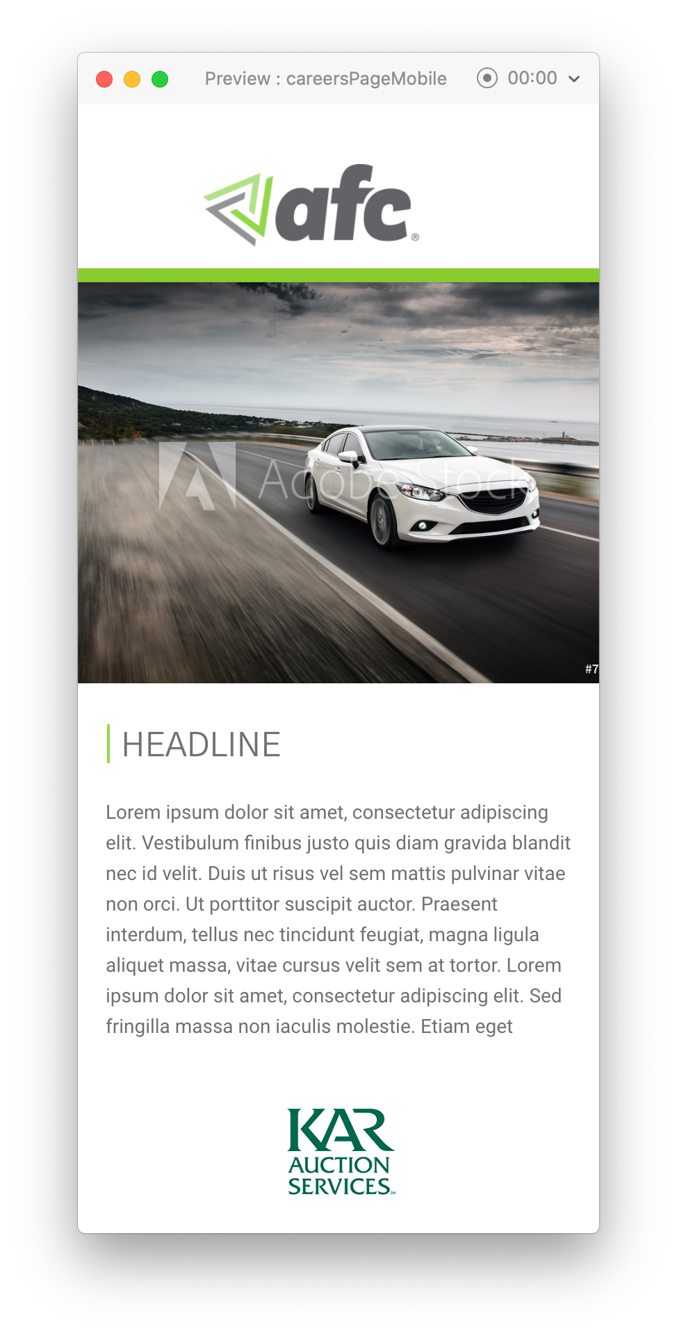 about page design for AFC