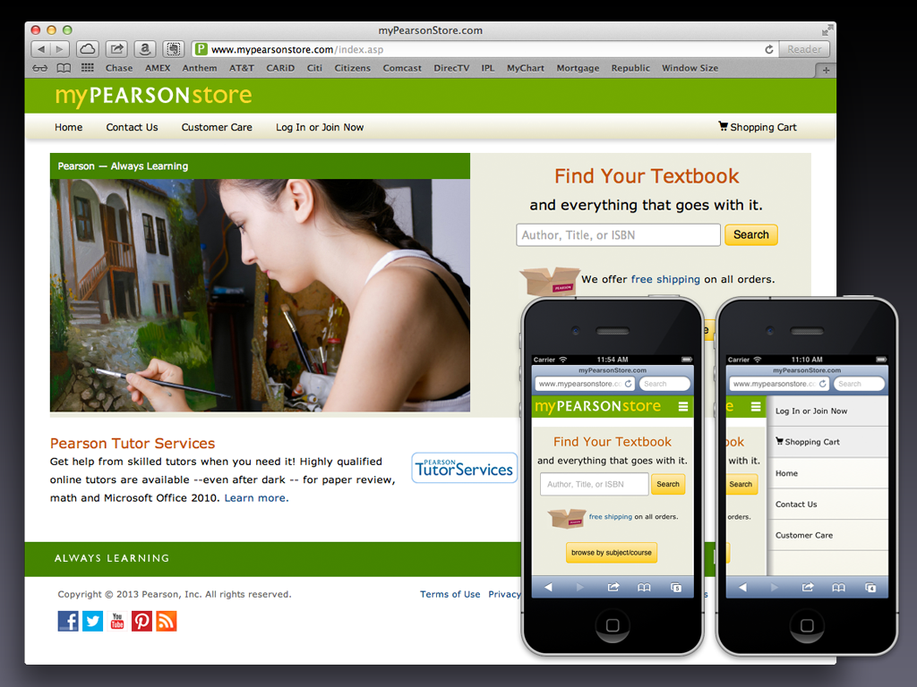 Responsive design screen comparison - images showcasing responsive behavior in desktop and mobile web browsers